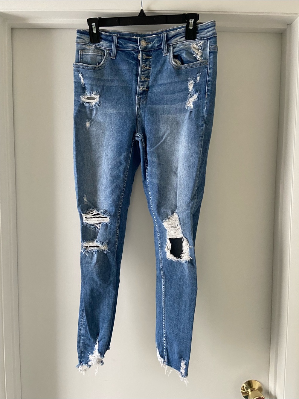 Flying Monkey Distressed Skinny Jeans - Medium Blue